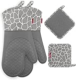 Gesentur Ofenhandschuh, Topfhandschuhe Anti-Rutsch Hitzebeständige Silikon und...