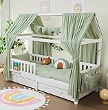 ALAVYA HOME® Hausbett 90x200 mit Schubladen, Rausfallschutz und Lattenrost | Kinderbett...