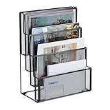 Relaxdays Zeitschriftenhalter Metall, 4 Fächer, Dokumentenablage Büro, HBT:...