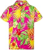 King Kameha Funky-Hawaii-Hemd, Herren, Kurzarm, Pineapple, Pink, XL