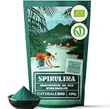 NaturaleBio Spirulina Pulver 100g. Natürliches und rohes Spirulina-Algen Pulver. Vegan...