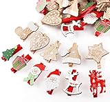 Weihnachtsdeko Holzklammern für Fotos ABSOFINE 50er Mini Klammern mit süßen Weihnachten...