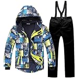 Amur Leopard Kinder Jungen Skianzug 2 Teilig Skijacke + Skihose Winddicht Wasserdicht...