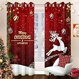 WONGS BEDDING Weihnachten Gardinen Blickdichte Vorhänge Rentier...