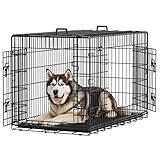 Feandrea Hundekäfig, klappbar, mit 2 Türen, ausziehbare Kunststoffschale, 122 x 74,5 x...