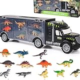LKW Dinosaurier Transporter Truck Spielzeug mit 12 Stück Dinosaurier Figuren...
