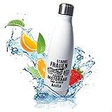 Edelstahl-Trinkflasche 500ml personalisiert – „Starke Frauen fahren Motorrad...