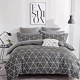 KEAYOO Bettwäsche 135x200 Baumwolle Aesthetic Grau Set Geometrische Kariert...