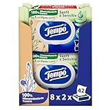 Tempo Feuchte Toilettentücher ''Sanft & Sensitiv'' - Megapack - 16 Packungen mit je 42...
