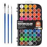 Shuttle Art Wasserfarben, 48 Aquarellfarben Kasten mit 3 Pinseln, Aquarellfarben, für...