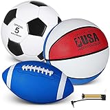 Sratte 3 Stück Sportbälle Multi Sport Set, einschließlich Größe 5 Fußball Größe 9...