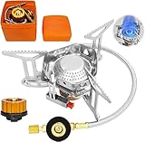 ELEUTH Campingkocher,Gaskocher Camping mit Piezozündung 3500W,Winddicht Gas Campingkocher...