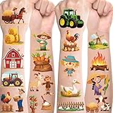 Bauernhof Tattoos für Kinder,10 Blätter Farm Tiere Kindertattoos Hautfreundlich Set...