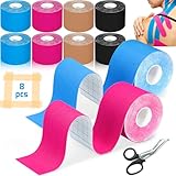 EUZLABBY 8 Rollen Kinesiotapes,Kinesiologie Tape Rollen(5m x 5cm),mit Spezielle...
