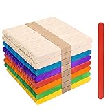 VGOODALL 400 Stück Eisstiele Holz, Bunte Holzstäbchen für Basteln, DIY-Projekte,...