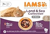 IAMS Delights Senior Katzenfutter Nass - Multipack mit Huhn und Fisch in Sauce,...