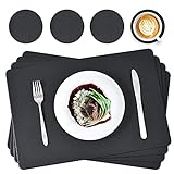Tischsets Leder und Untersetzer, Platzsets Abwaschbar 4er Sets rutschfest Leder...