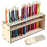 MXTIMWAN Pinselhalter Malen Holz,67-Loch Schreibtisch Ständer Organizer,Holz Pinsel...