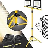MASKO® LED Baustrahler mit Stativ Fernbedienung 100W Doppel 2x 50W Strahler...