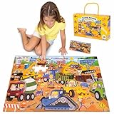 BONNYCO XXL Puzzle Kinder Baustelle mit 48 Große Teile. Bodenpuzzle XXL 92 x 62 cm als...