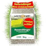 versando 5kg Rasendünger Frühjahr Sommer bis 250m²: verdrängt Moos und Unkraut für...
