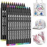 LUZOON 24 Farben Textilstifte Textilmarker Waschmaschinenfest Stoffmalstifte...