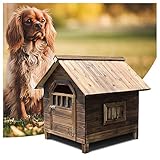 Outdoor Wooden Dog House, Indoor and Outdoor Sun-Proof Insulated Dog House with Door, Easy...