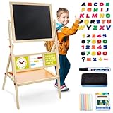 Mamabrum, Spieltafel aus Holz, doppelseitige Kindertafel Magnetisch und Kreide...