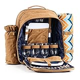 CampFeuer Picknickrucksack für 4 Personen | braun | Picknickset 32-teilig |...