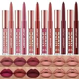 6 Matter Lippenstift mit 6 Lipliner Dauerhafter Lipgloss, langlebiger und...