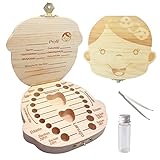 Sonfedo Milch Zähne Box, Zähne speichern Box für Kinder und Mädchen, Holz Speicher...