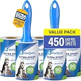 PetLovers Extra klebrige Fusselrolle Mega Value Set 450 Blatt für die...