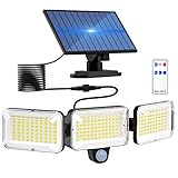 LOTMOS Solarlampen für Außen mit Bewegungsmelder, 3 Köpfe 224 LED Solar mit...