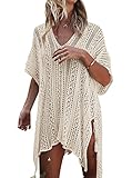 DHAIGOU Damen Gestrickte Strandkleid Sommer Strandponcho Strandurlaub Badeanzug...