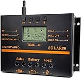 LCD-Anzeige Aktueller Solarladeregler 80A Solarpanel Batterieladeregler...
