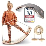 Kids Woody Star® Balance Board Kinder Holz 80x30cm [EXTRA Seil+Filz+Anti-Rutsch]...