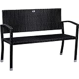 STILISTA 2-Sitzer Gartenbank aus UV-beständigem Polyrattan-Geflecht 122 x 52 x 89 cm,...