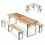 Wood Decor Bierzeltgarnitur Tisch und Bierbänke Klappbar Holz Biergarten Festzelt 220x80