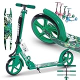 Arebos Cityroller Tretroller Grün Scooter höhenverstellbar | klappbar | inkl. Traggurt |...