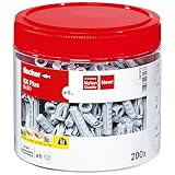 fischer Spreizdübel SX Plus 6 x 30, handliche Runddose mit 200 Nylondübeln, Dübel für...