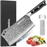 MOSFiATA Damast Hackmesser 7 Zoll, Kochmesser Klassik Chinesches Küchenmesser,...