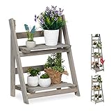 Relaxdays Blumentreppe, 2-stufig, Blumenleiter Holz, klappbar, Leiterregal für Pflanzen,...