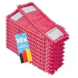 10x Profi Bodenwischer Ersatzbezug - Chenille Wischbezug rot - Wischmopp...