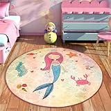 Bosdela Kinderteppich - und Babyteppich Meerjungfrau - Design Runden Ø140 cm,...