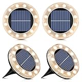 Solar Bodenleuchte Warmweiß, 12 LEDs Solarleuchten für Außen, 4 Stück - Led...