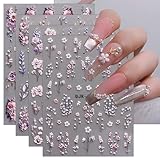 JMEOWIO 3D Nagelsticker Blumen Nail Art Sticker Selbstklebend Nagelaufkleber 5D...