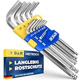 S&R Innensechskantschlüssel Satz HX, 13-tlg mit Kugelkopf, Innensechskant LANG, 1,27 bis...