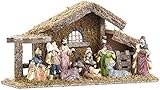 Britesta Krippe: Hochwertige Holz-Weihnachtskrippe, große handbemalte...