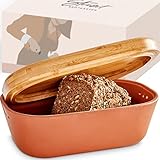 Steinzeit Design Brotkasten - Brotbox aus atmungsaktivem Ton – Brotkasten Keramik mit...
