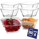 LAV Modern Glas Dessertschalen Set 6, 300ml 100% BLEI FREI Stapelbare Glasschalen,...